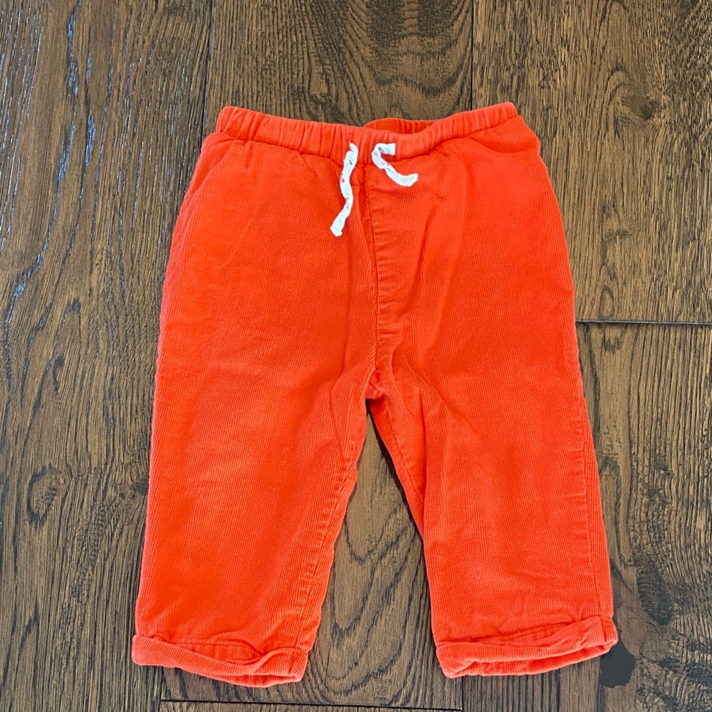 Mini Boden Orangy-Red Ribbed Corduroy Pants - Sz 6-12